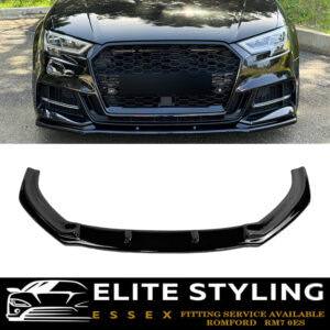 FRONT LIP SPLITTER GLOSS BLACK FOR AUDI A3 S3 8V 2017-2020 FACELIFT OEM FIT