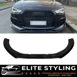 FRONT LIP SPLITTER LOWER SPOILER GLOSS BLACK FOR AUDI RS6 C7 2013-2018 OEM FIT