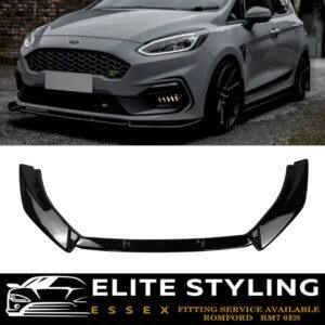 FRONT LIP SPLITTER 1PC GLOSS BLACK FOR FORD FIESTA MK8 ST & ST LINE 2017-2021