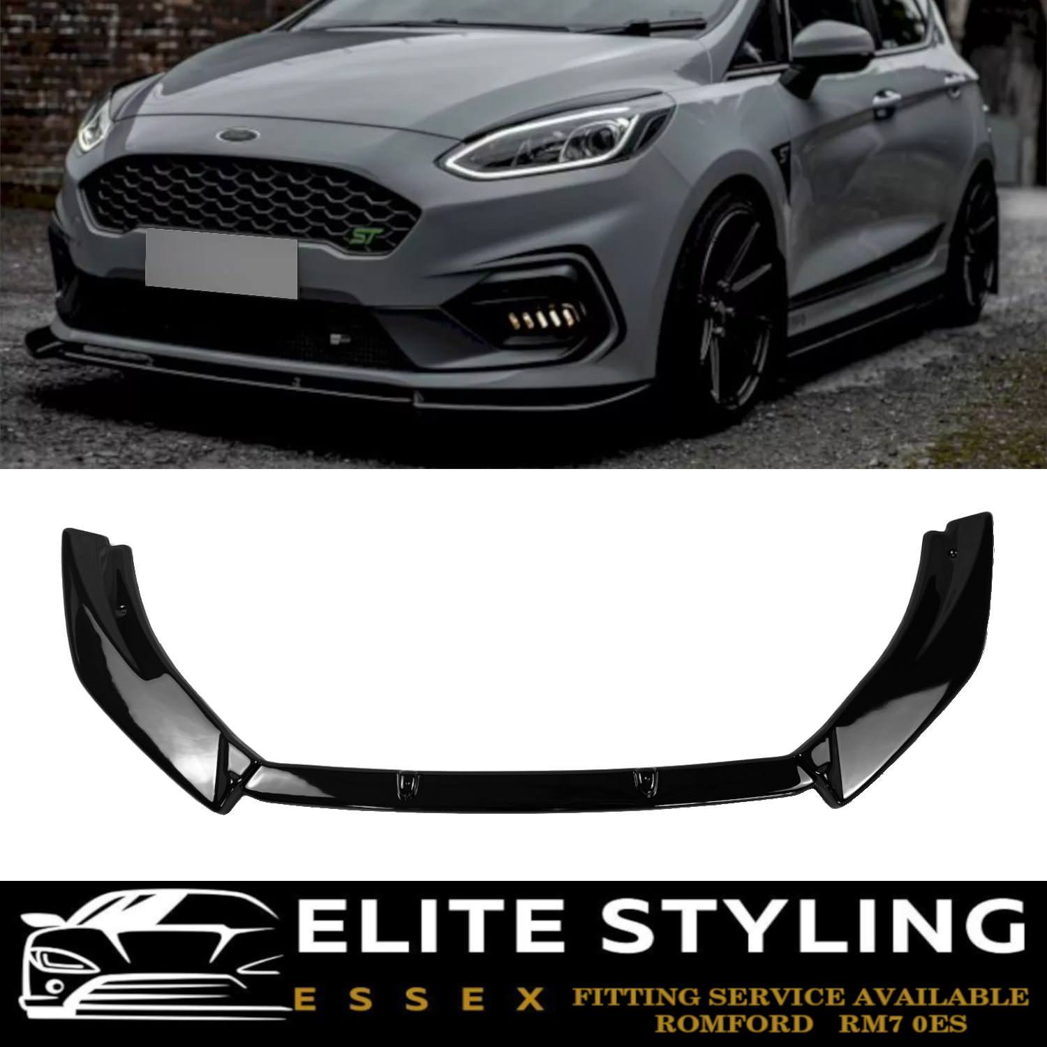 FRONT LIP SPLITTER 1PC GLOSS BLACK FOR FORD FIESTA MK8 ST & ST LINE 2017-2021