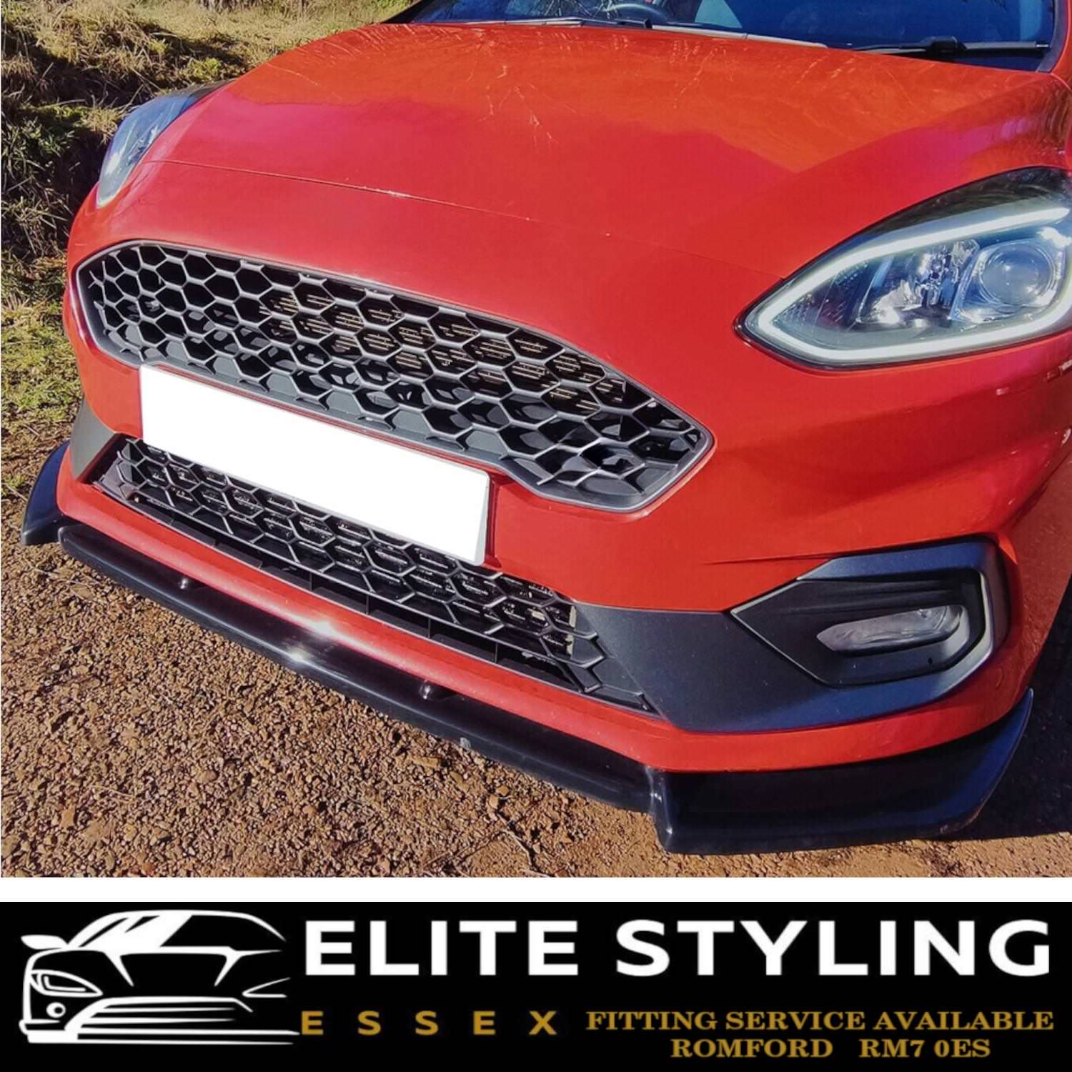 FRONT LIP SPLITTER 1PC GLOSS BLACK FOR FORD FIESTA MK8 ST & ST LINE 2017-2021 - Image 2