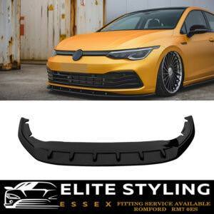 FRONT LIP SPLITTER SPOILER GLOSS BLACK FOR VW GOLF MK8 GTI GTD R-LINE 2020+