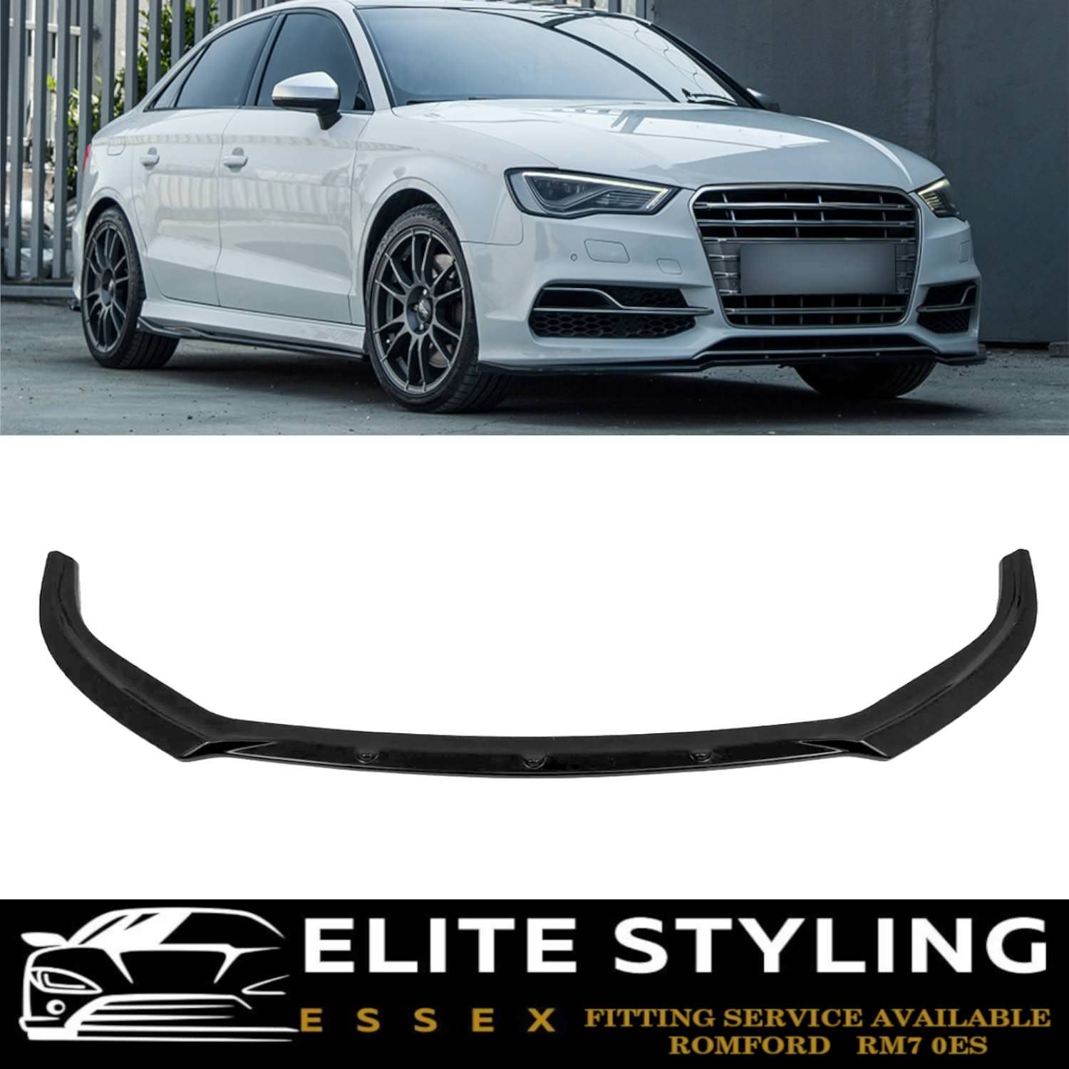 FRONT SPLITTER GLOSS BLACK FOR AUDI A3 S3 8V S-LINE HATCHBACK/SPORTBACK 2012-16