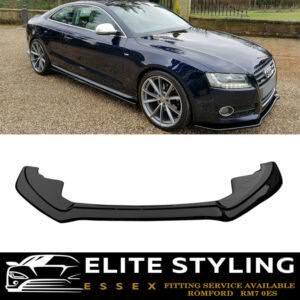FRONT LIP SPLITTER GLOSS BLACK FOR AUDI A5 S-LINE 8T S5 8T PRE FACELIFT 2007-2011
