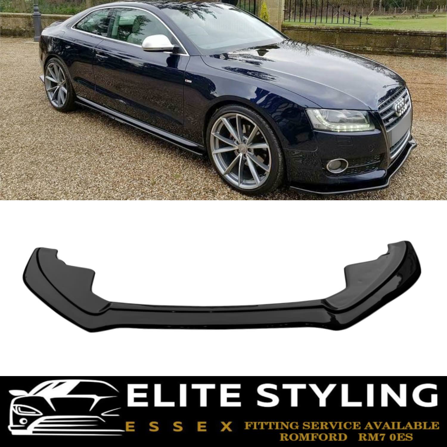 FRONT LIP SPLITTER GLOSS BLACK FOR AUDI A5 S-LINE 8T S5 8T PRE FACELIFT 2007-2011