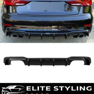REAR DIFFUSER GLOSS BLACK FOR AUDI A3 S3 SALOON 8V S-LINE FACELIFT 2016-2020