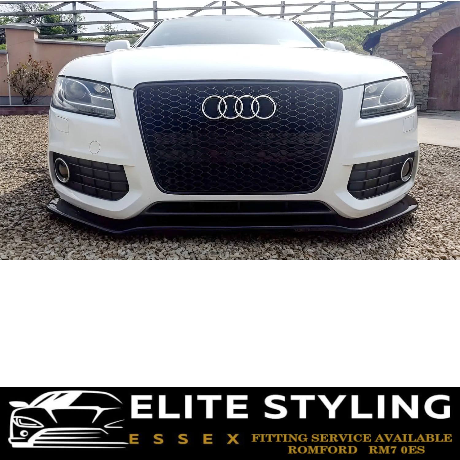 FRONT LIP SPLITTER GLOSS BLACK FOR AUDI A5 S-LINE 8T S5 8T PRE FACELIFT 2007-2011 - Image 2