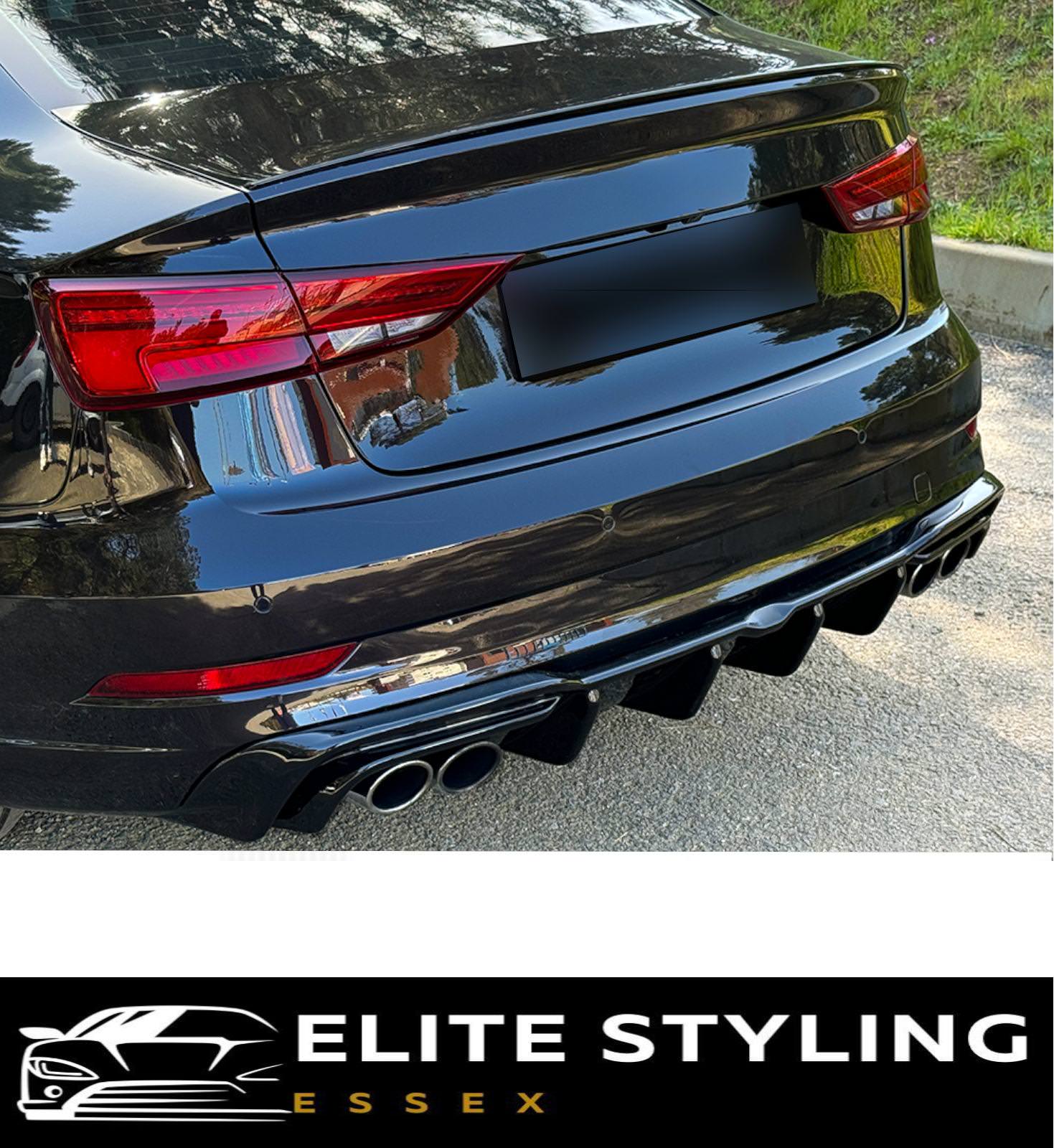 REAR DIFFUSER GLOSS BLACK FOR AUDI A3 S3 SALOON 8V S-LINE FACELIFT 2016-2020 - Image 2