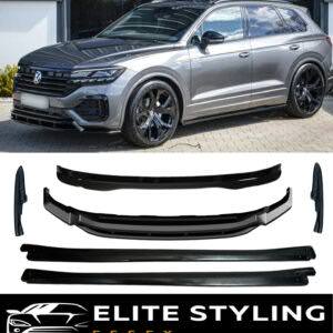 AERO BODY KIT SPLITTER SPOILER SIDE SKIRTS GLOSS BLACK FOR VW TOUAREG MK3 R-LINE