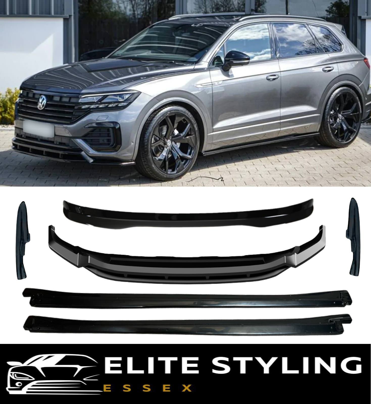 AERO BODY KIT SPLITTER SPOILER SIDE SKIRTS GLOSS BLACK FOR VW TOUAREG MK3 R-LINE