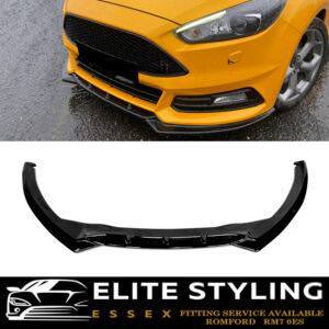 FRONT SPLITTER LIP SPOILER GLOSS BLACK FOR FORD FOCUS ST MK3.5 FACELIFT 2015-2018