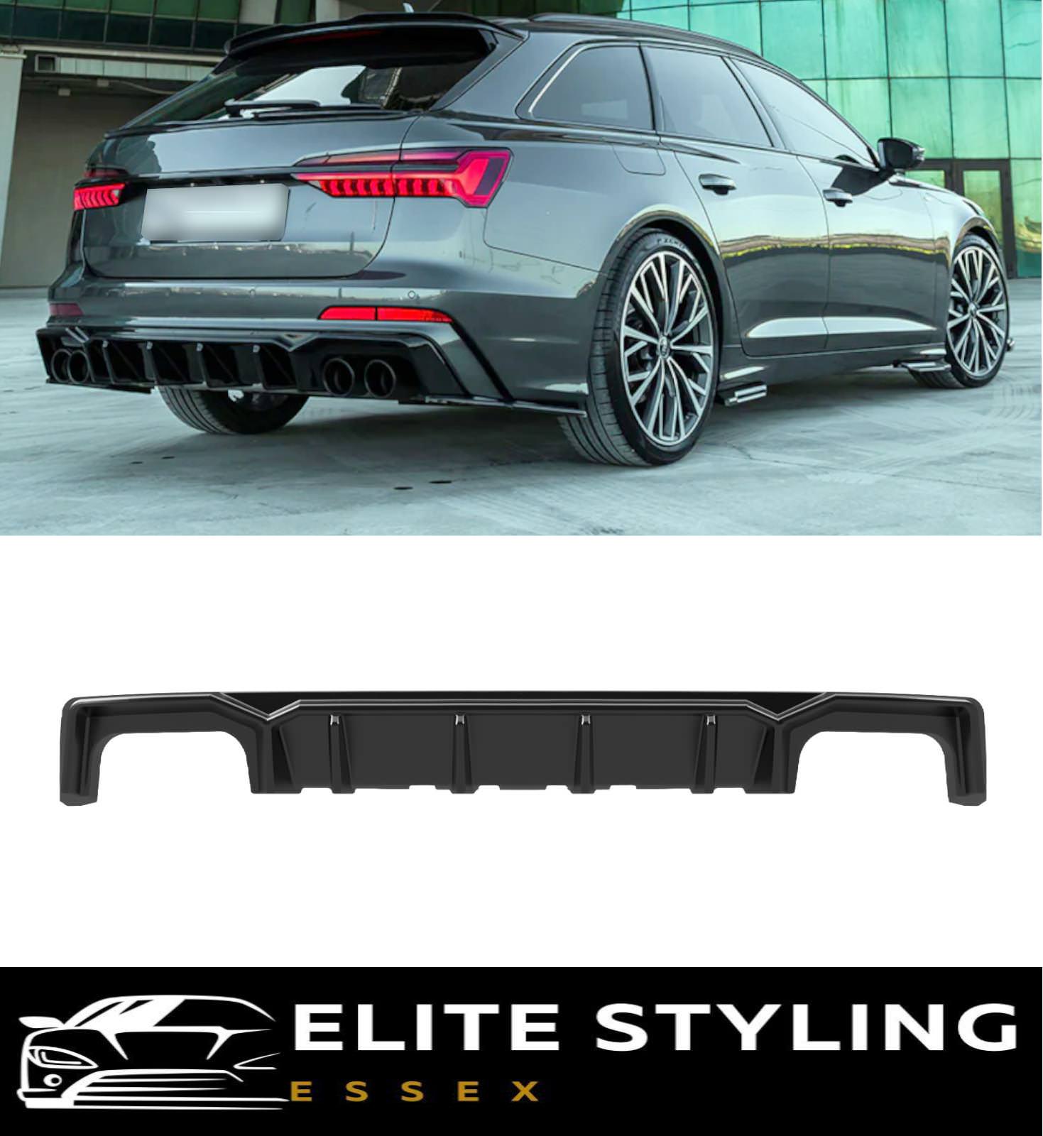REAR DIFFUSER VALANCE GLOSS BLACK FOR AUDI A6 C8 S-LINE & S6 C8 S LINE