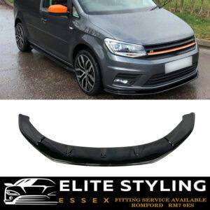 FRONT LIP SPLITTER LOWER BUMPER GLOSS BLACK FOR VW CADDY MK4 2015-2021