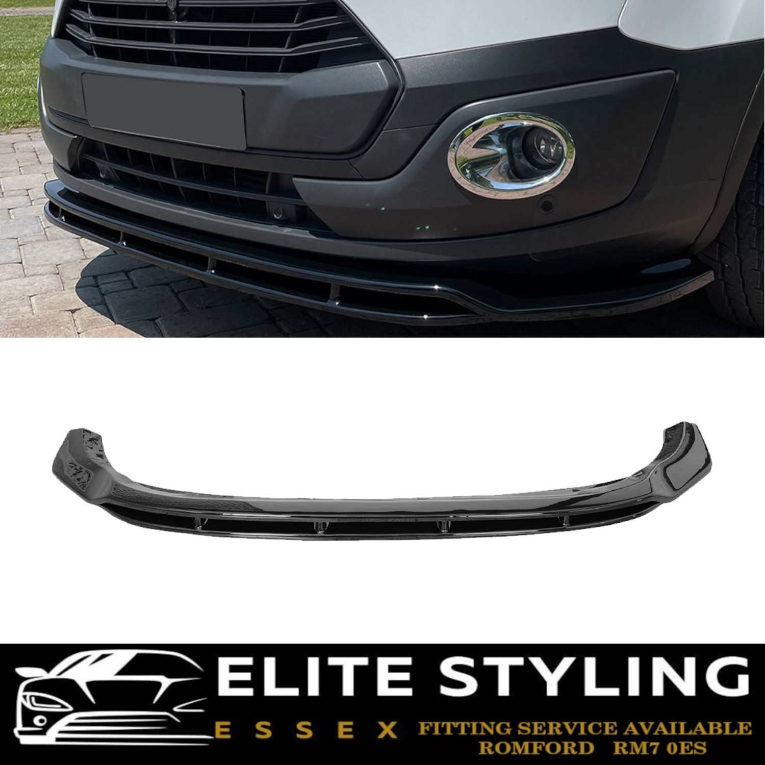 FRONT LIP SPLITTER SPOILER GLOSS BLACK FOR FORD TRANSIT CUSTOM MK1 2012-2018