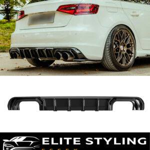 REAR DIFFUSER GLOSS BLACK AUDI A3 S-LINE/S3 8V SPORTBACK/HATCHBACK PRE-FACELIFT