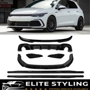 AERO BODY KIT DIFFUSER LIP SPOILER SKIRTS GLOSS BLACK FOR VW GOLF MK8 GTI/R-LINE
