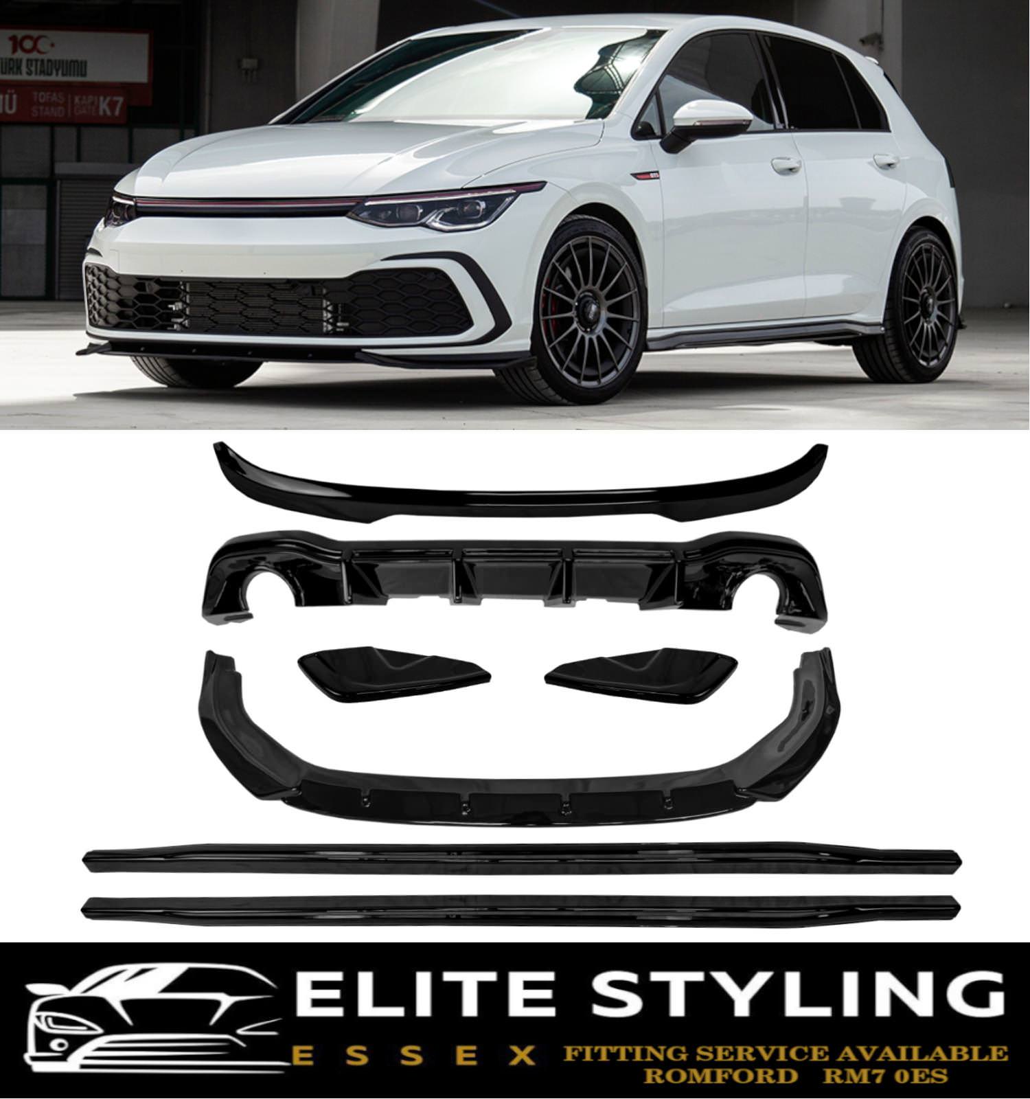 AERO BODY KIT DIFFUSER LIP SPOILER SKIRTS GLOSS BLACK FOR VW GOLF MK8 GTI/R-LINE