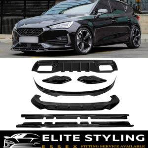 AERO BODY KIT SPLITTER DIFFUSER SPOILER SKIRTS GLOSS BLACK CUPRA LEON MK1 20-24