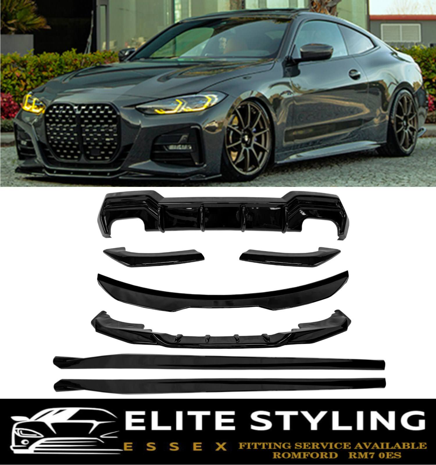AERO BODY KIT DIFFUSER SPLITTER SKIRTS GLOSS BLACK BMW 4 SERIES G22 M-SPORT 20+