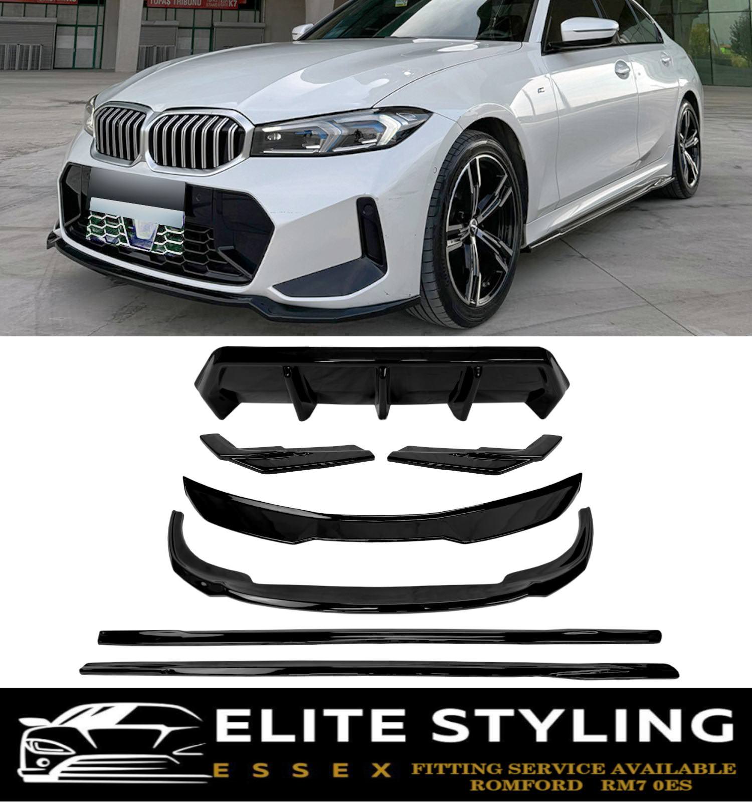 AERO BODY KIT SPLITTER DIFFUSER SKIRTS GLOSS BLACK BMW 3 SERIES G20 M-PACK LCI