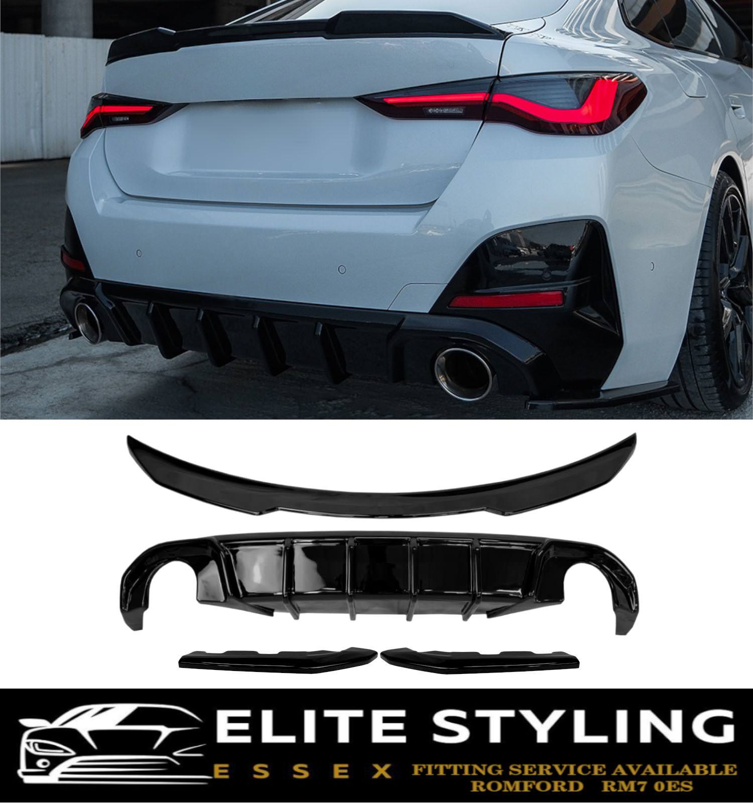 AERO BODY KIT SPLITTER DIFFUSER SPOILER SKIRTS GLOSS BLACK BMW 4 SERIES G26 21+ - Image 2