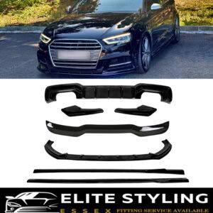 AERO BODY KIT DIFFUSER LIP SPOILER SKIRTS GLOSS BLACK FOR AUDI A3/S3 8V FACELIFT