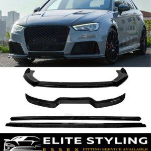 AERO BODY KIT SPLITTER SPOILER SKIRTS GLOSS BLACK AUDI RS3 8V SPORTBACK FACELIFT