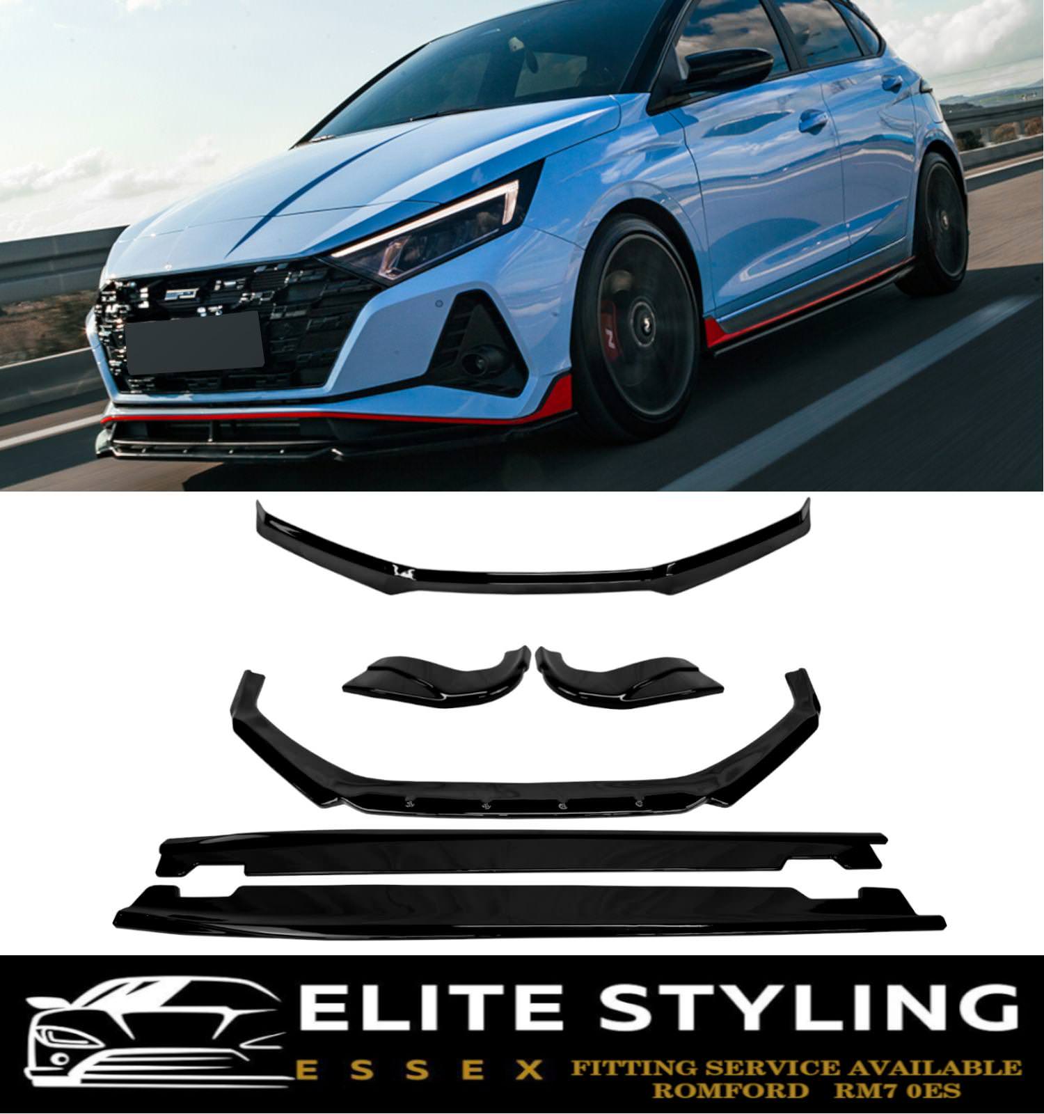 AERO BODY KIT SPLITTER SPOILER SKIRTS GLOSS BLACK FOR HYUNDAI i20 N MK3 20+