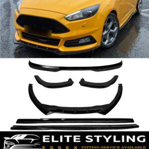 AERO BODY KIT SPLITTER SPOILER SKIRTS GLOSS BLACK FOR FORD FOCUS ST MK3 FACELIFT