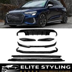 AERO BODY KIT SPLITTER SPOILER DIFFUSER SKIRTS GLOSS BLACK AUDI A3 S-LINE S3 8Y