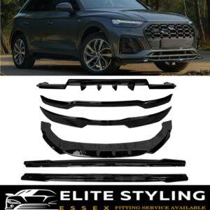 AERO BODY KIT SPLITTER DIFFUSER SPOILER GLOSS BLACK AUDI Q5 S-LINE MK2 FACELIFT
