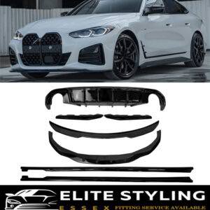 AERO BODY KIT SPLITTER DIFFUSER SPOILER SKIRTS GLOSS BLACK BMW 4 SERIES G26 21+