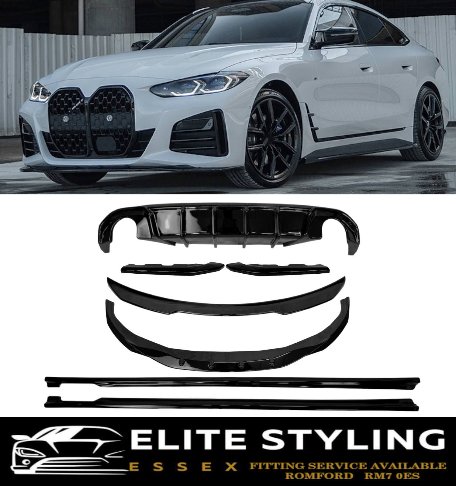 AERO BODY KIT SPLITTER DIFFUSER SPOILER SKIRTS GLOSS BLACK BMW 4 SERIES G26 21+